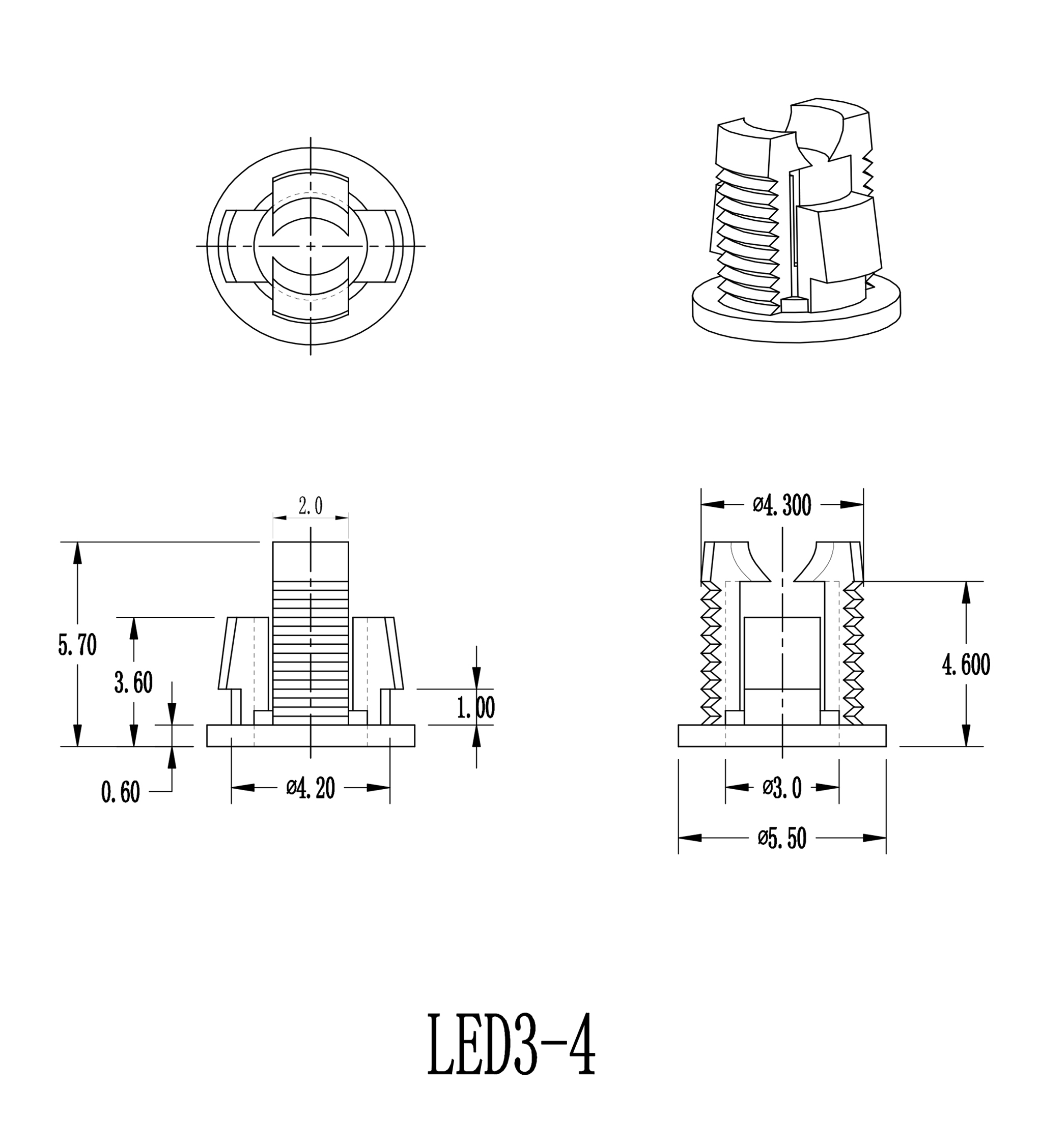 LED灯座90° LED3-4